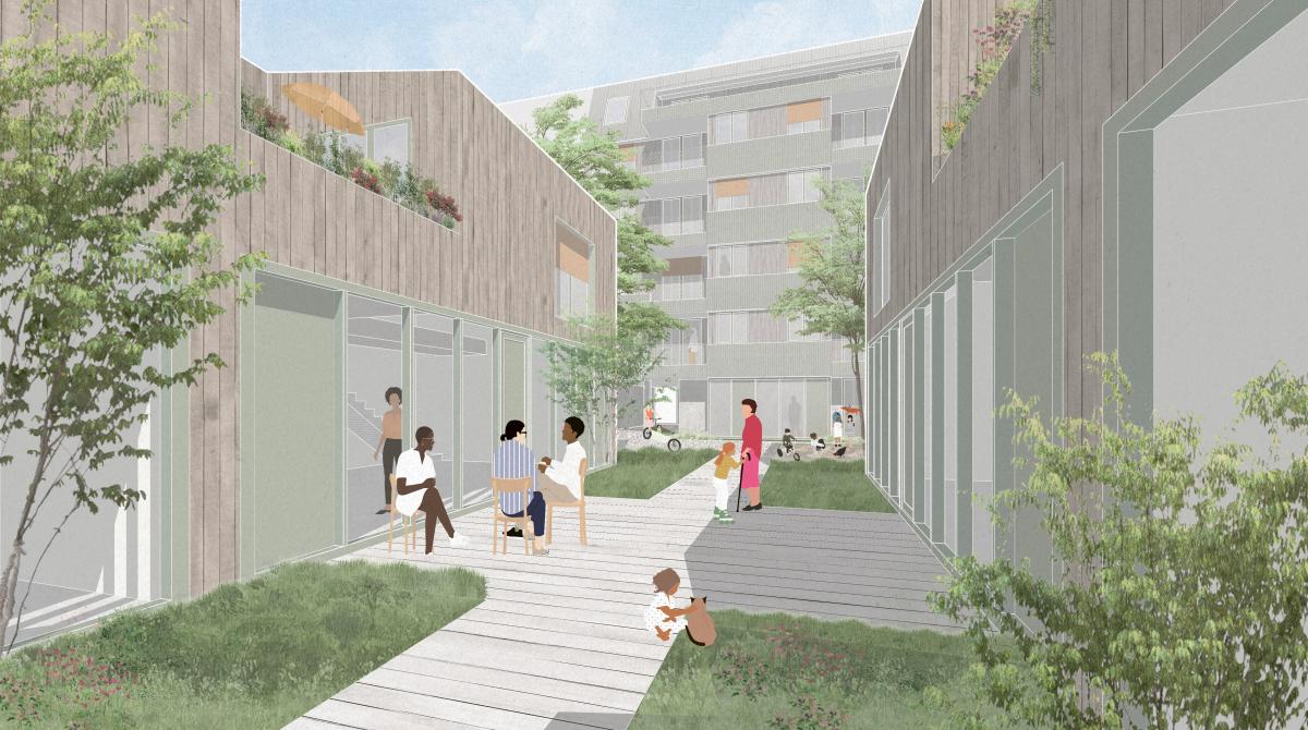 Ausbauhaus Szene Innenhof