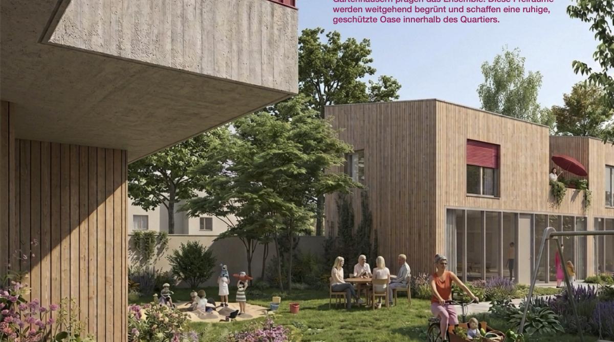 Grüner Wohnhof mit ruhigen Studios