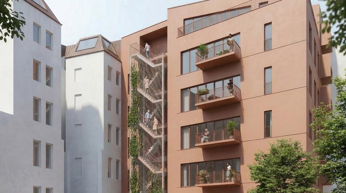 fünf Familienwohnungen mit gemeinschaftlicher Nutzung des Dachgeschosses